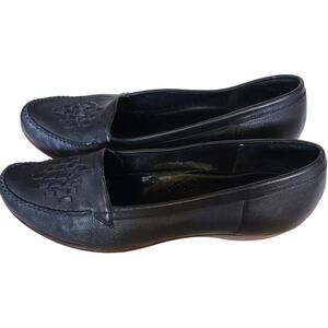 Vintage Cobbie Cuddlers Black Leather Wedge Loafer Shoes Women's Size 10 w/box